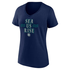 MLB Seattle Mariners Women's Sea Us Rise V-Neck T-Shirt