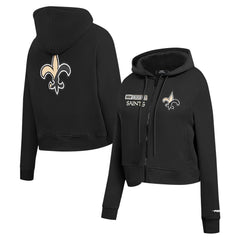 Pro Standard Women's Split Logo Full-Zip Hoodie - New Orleans Saints