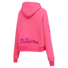 Pro Standard Women's Triple Pink Cropped Fleece Pullover Hoodie - Miami Dolphins