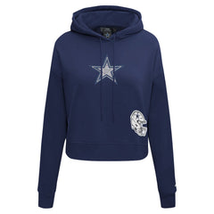 Pro Standard Women's Jeweled Cropped Pullover Hoodie - Dallas Cowboys