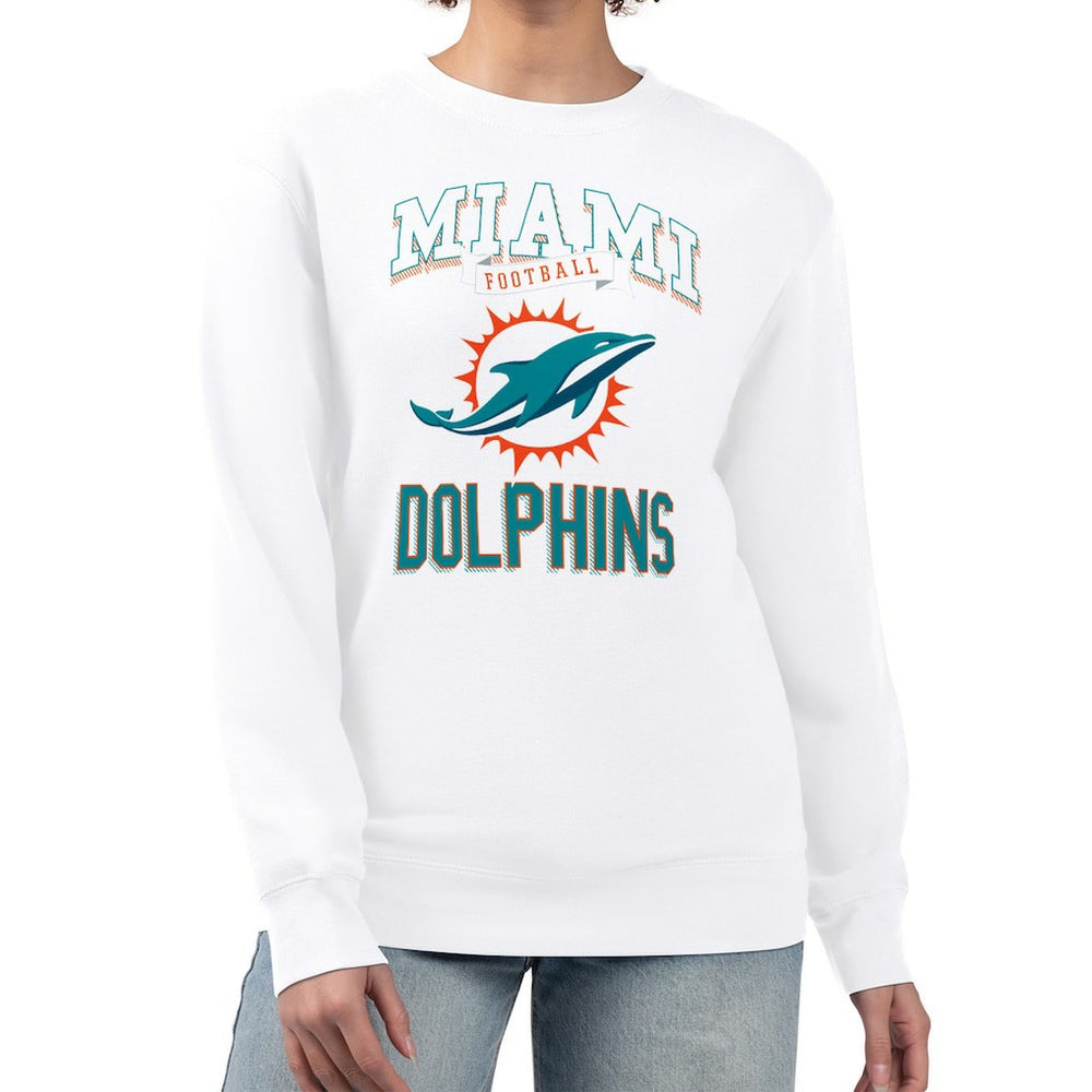 G-III 4Her by Carl Banks Women's Team Logo Graphic Tri-Blend Pullover Sweatshirt - Miami Dolphins