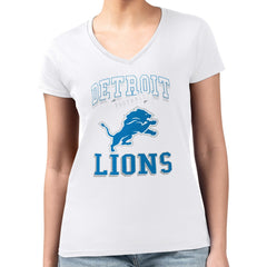 G-III 4Her by Carl Banks Women's Super-Slim Fit Lightweight Team Logo Graphic V-Neck T-Shirt - Detroit Lions