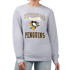 NHL Heather Gray Pittsburgh Penguins G-III 4Her by Carl Banks Women's Team Logo Tri-Blend Fleece Pullover Sweatshirt