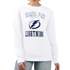 NHL White Tampa Bay Lightning G-III 4Her by Carl Banks Women's Team Logo Tri-Blend Fleece Pullover Sweatshirt