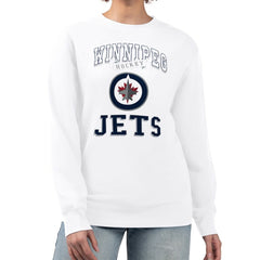 NHL White Winnipeg Jets G-III 4Her by Carl Banks Women's Team Logo Tri-Blend Fleece Pullover Sweatshirt