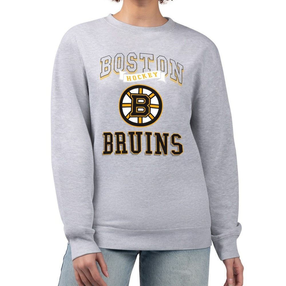 NHL Heather Gray Boston Bruins G-III 4Her by Carl Banks Women's Team Logo Tri-Blend Fleece Pullover Sweatshirt