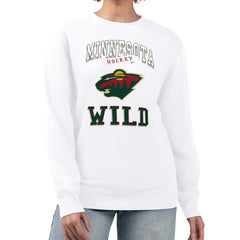 NHL White Minnesota Wild G-III 4Her by Carl Banks Women's Team Logo Tri-Blend Fleece Pullover Sweatshirt