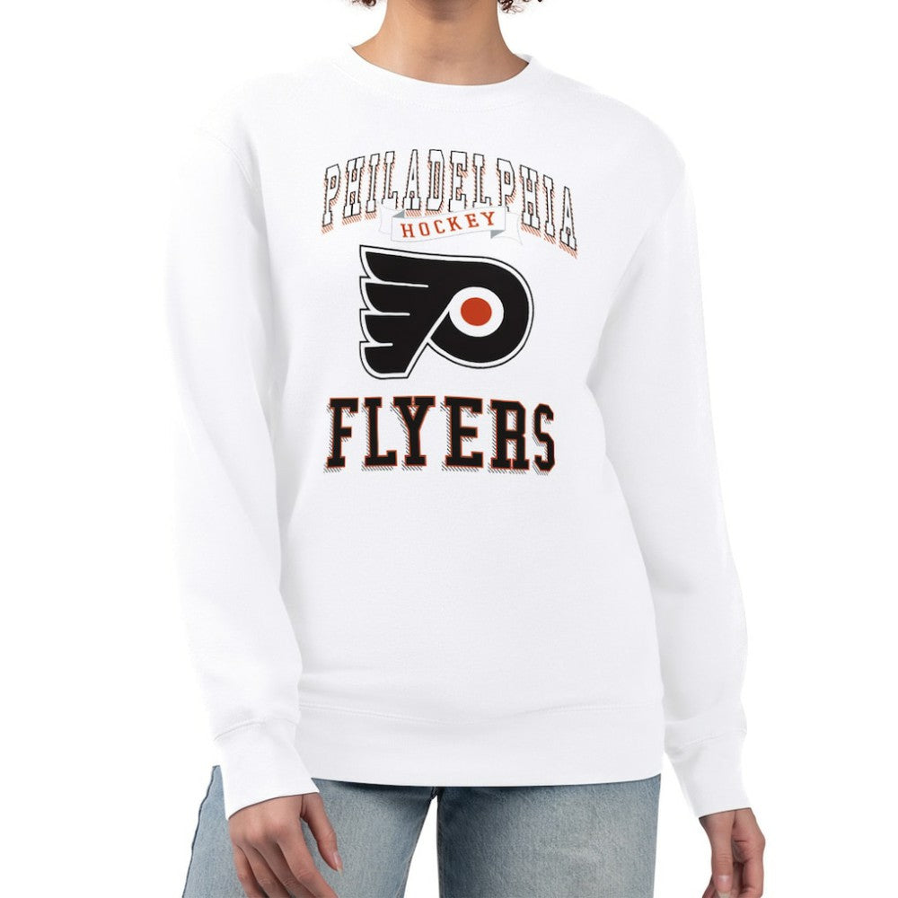 NHL White Philadelphia Flyers G-III 4Her by Carl Banks Women's Team Logo Tri-Blend Fleece Pullover Sweatshirt