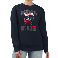 NHL Navy Columbus Blue Jackets G-III 4Her by Carl Banks Women's Team Logo Tri-Blend Fleece Pullover Sweatshirt