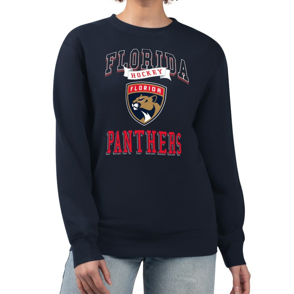 NHL Navy Florida Panthers G-III 4Her by Carl Banks Women's Team Logo Tri-Blend Fleece Pullover Sweatshirt