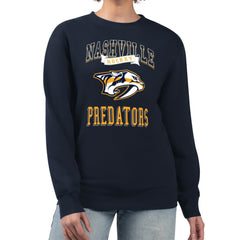NHL Navy Nashville Predators G-III 4Her by Carl Banks Women's Team Logo Tri-Blend Fleece Pullover Sweatshirt