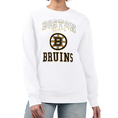NHL White Boston Bruins G-III 4Her by Carl Banks Women's Team Logo Tri-Blend Fleece Pullover Sweatshirt