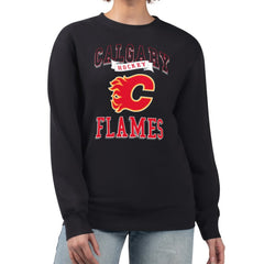 NHL Black Calgary Flames G-III 4Her by Carl Banks Women's Team Logo Tri-Blend Fleece Pullover Sweatshirt