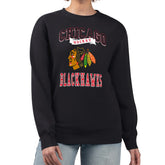 NHL Black Chicago Blackhawks G-III 4Her by Carl Banks Women's Team Logo Tri-Blend Fleece Pullover Sweatshirt