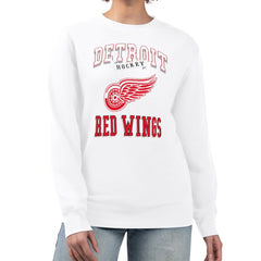 NHL White Detroit Red Wings G-III 4Her by Carl Banks Women's Team Logo Tri-Blend Fleece Pullover Sweatshirt