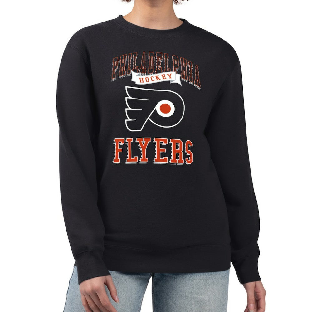 NHL Black Philadelphia Flyers G-III 4Her by Carl Banks Women's Team Logo Tri-Blend Fleece Pullover Sweatshirt