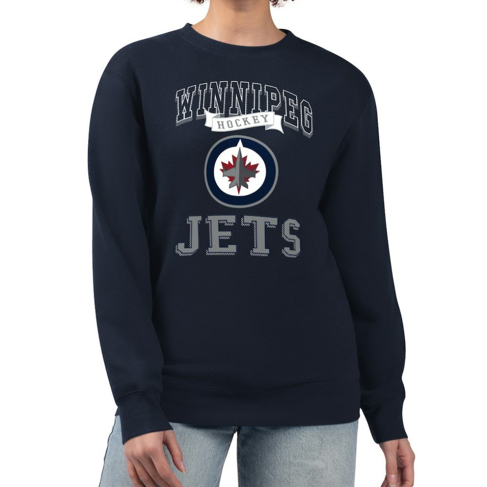 NHL Navy Winnipeg Jets G-III 4Her by Carl Banks Women's Team Logo Tri-Blend Fleece Pullover Sweatshirt