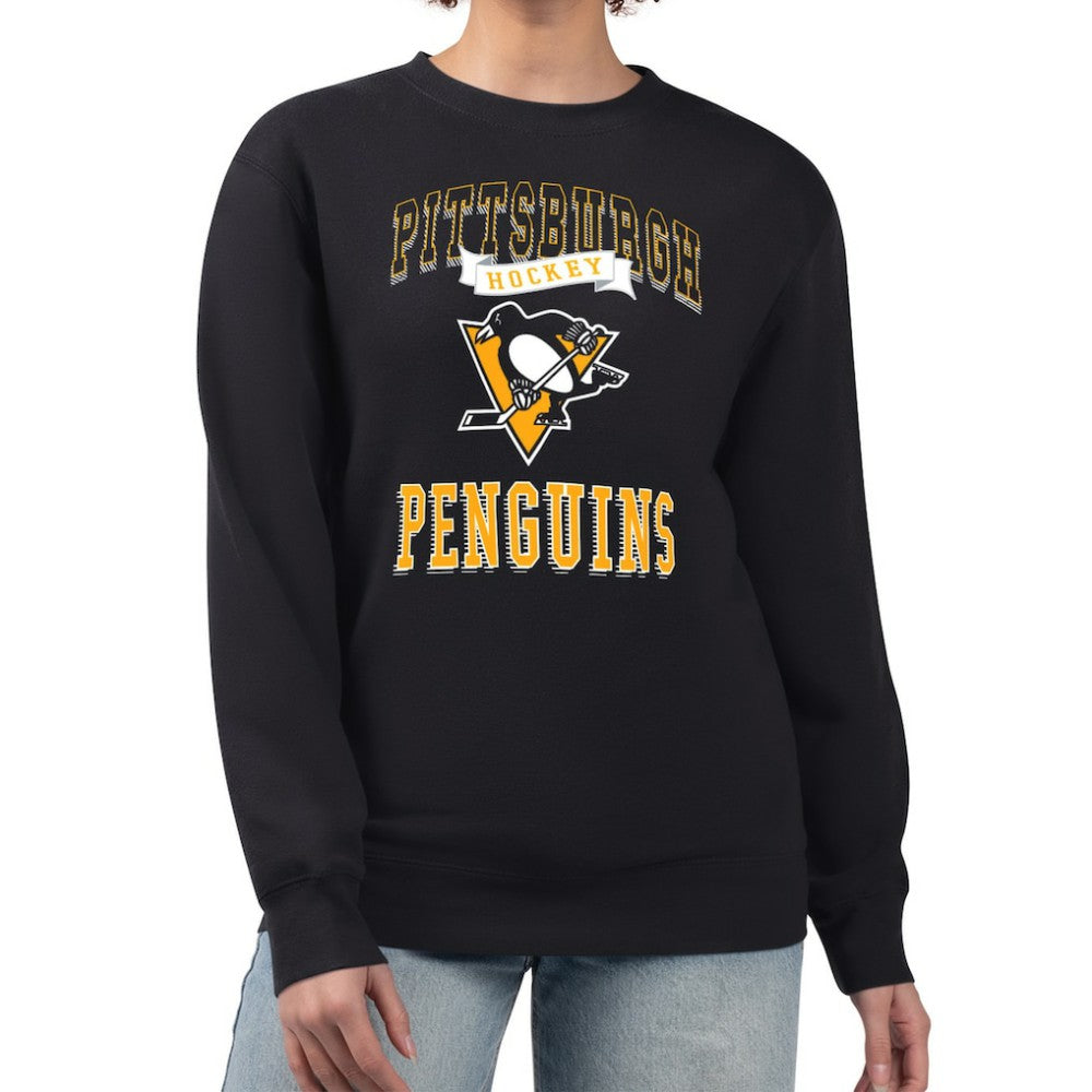 NHL Black Pittsburgh Penguins G-III 4Her by Carl Banks Women's Team Logo Tri-Blend Fleece Pullover Sweatshirt