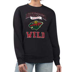 NHL Black Minnesota Wild G-III 4Her by Carl Banks Women's Team Logo Tri-Blend Fleece Pullover Sweatshirt