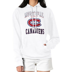 NHL White Montreal Canadiens G-III 4Her by Carl Banks Women's Team Logo Tri-Blend Fleece Pullover Hoodie