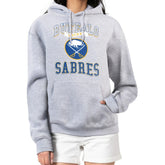 NHL Heather Gray Buffalo Sabres G-III 4Her by Carl Banks Women's Team Logo Tri-Blend Fleece Pullover Hoodie
