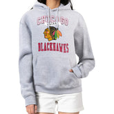 NHL Heather Gray Chicago Blackhawks G-III 4Her by Carl Banks Women's Team Logo Tri-Blend Fleece Pullover Hoodie