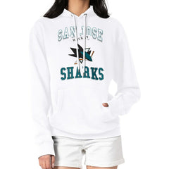 NHL White San Jose Sharks G-III 4Her by Carl Banks Women's Team Logo Tri-Blend Fleece Pullover Hoodie