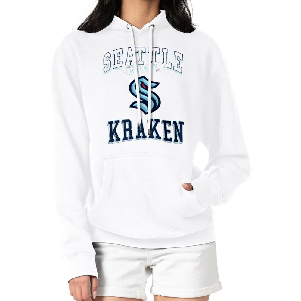 NHL White Seattle Kraken G-III 4Her by Carl Banks Women's Team Logo Tri-Blend Fleece Pullover Hoodie