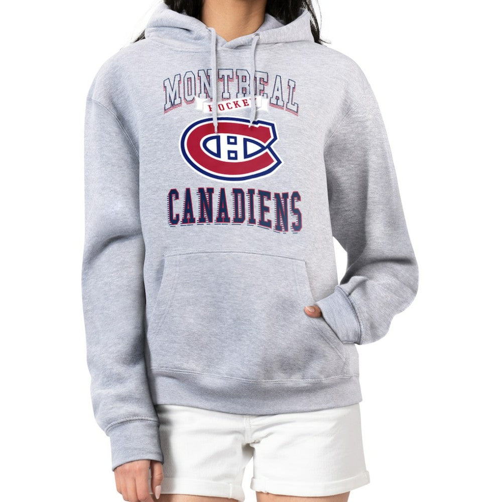 NHL Heather Gray Montreal Canadiens G-III 4Her by Carl Banks Women's Team Logo Tri-Blend Fleece Pullover Hoodie