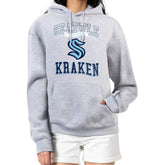 NHL Heather Gray Seattle Kraken G-III 4Her by Carl Banks Women's Team Logo Tri-Blend Fleece Pullover Hoodie