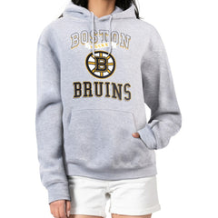 NHL Heather Gray Boston Bruins G-III 4Her by Carl Banks Women's Team Logo Tri-Blend Fleece Pullover Hoodie