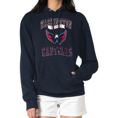 NHL Navy Washington Capitals G-III 4Her by Carl Banks Women's Team Logo Tri-Blend Fleece Pullover Hoodie