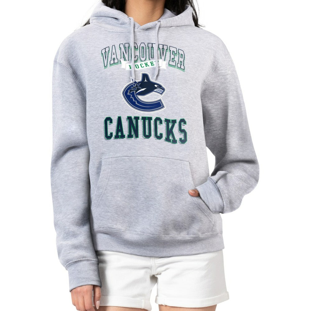 NHL Heather Gray Vancouver Canucks G-III 4Her by Carl Banks Women's Team Logo Tri-Blend Fleece Pullover Hoodie