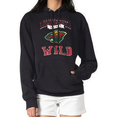 NHL Black Minnesota Wild G-III 4Her by Carl Banks Women's Team Logo Tri-Blend Fleece Pullover Hoodie