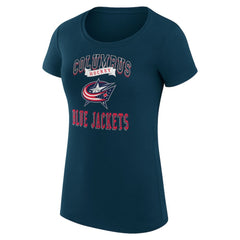 NHL Navy Columbus Blue Jackets G-III 4Her by Carl Banks Women's Super-Slim Fit Lightweight Team Logo Graphic T-Shirt