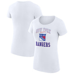 NHL White New York Rangers G-III 4Her by Carl Banks Women's Super-Slim Fit Lightweight Team Logo Graphic T-Shirt