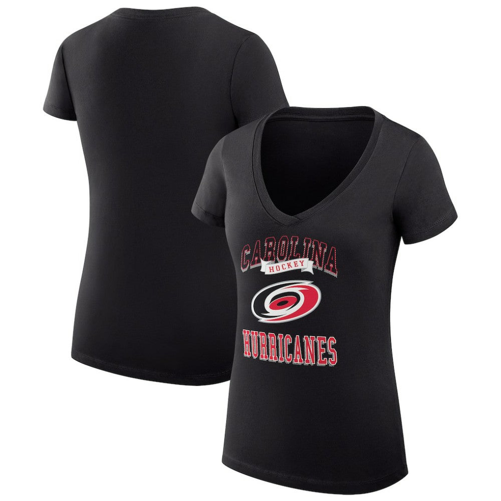 NHL Black Carolina Hurricanes G-III 4Her by Carl Banks Women's Super-Slim Fit Lightweight Team Logo Graphic V-Neck T-Shirt