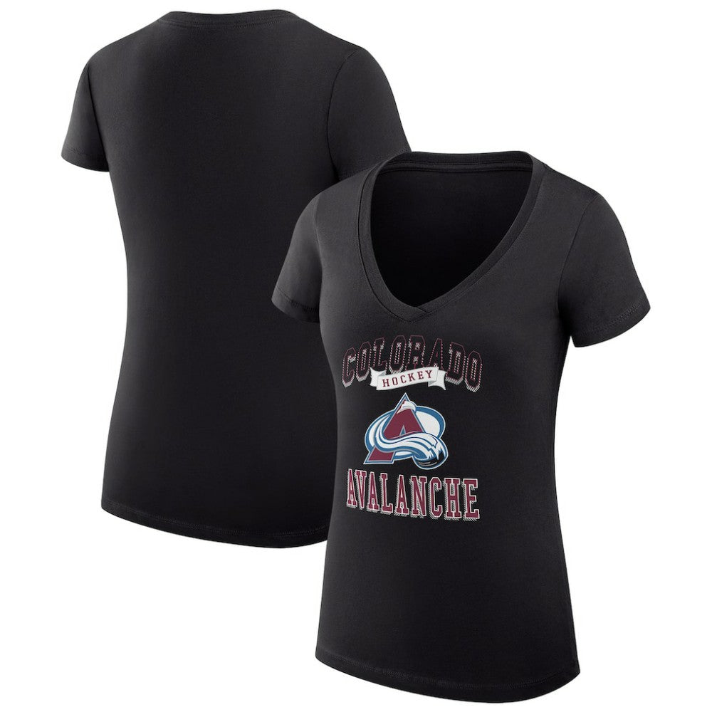 NHL Black Colorado Avalanche G-III 4Her by Carl Banks Women's Super-Slim Fit Lightweight Team Logo Graphic V-Neck T-Shirt