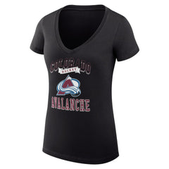 NHL Black Colorado Avalanche G-III 4Her by Carl Banks Women's Super-Slim Fit Lightweight Team Logo Graphic V-Neck T-Shirt