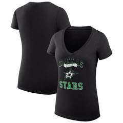 NHL Black Dallas Stars G-III 4Her by Carl Banks Women's Super-Slim Fit Lightweight Team Logo Graphic V-Neck T-Shirt