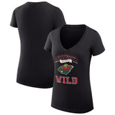 NHL Black Minnesota Wild G-III 4Her by Carl Banks Women's Super-Slim Fit Lightweight Team Logo Graphic V-Neck T-Shirt