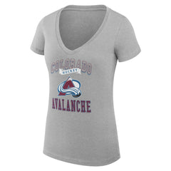 NHL Heather Gray Colorado Avalanche G-III 4Her by Carl Banks Women's Super-Slim Fit Lightweight Team Logo Graphic V-Neck T-Shirt