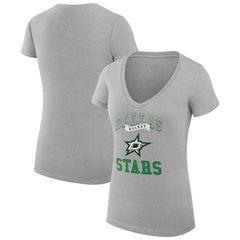 NHL Heather Gray Dallas Stars G-III 4Her by Carl Banks Women's Super-Slim Fit Lightweight Team Logo Graphic V-Neck T-Shirt