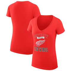 NHL Red Detroit Red Wings G-III 4Her by Carl Banks Women's Super-Slim Fit Lightweight Team Logo Graphic V-Neck T-Shirt