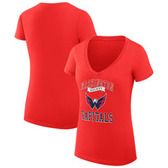 NHL Red Washington Capitals G-III 4Her by Carl Banks Women's Super-Slim Fit Lightweight Team Logo Graphic V-Neck T-Shirt