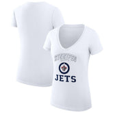 NHL White Winnipeg Jets G-III 4Her by Carl Banks Women's Super-Slim Fit Lightweight Team Logo Graphic V-Neck T-Shirt
