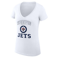NHL White Winnipeg Jets G-III 4Her by Carl Banks Women's Super-Slim Fit Lightweight Team Logo Graphic V-Neck T-Shirt