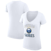 NHL White Buffalo Sabres G-III 4Her by Carl Banks Women's Super-Slim Fit Lightweight Team Logo Graphic V-Neck T-Shirt