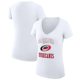 NHL White Carolina Hurricanes G-III 4Her by Carl Banks Women's Super-Slim Fit Lightweight Team Logo Graphic V-Neck T-Shirt