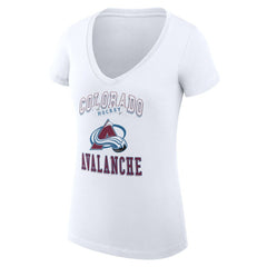 NHL White Colorado Avalanche G-III 4Her by Carl Banks Women's Super-Slim Fit Lightweight Team Logo Graphic V-Neck T-Shirt